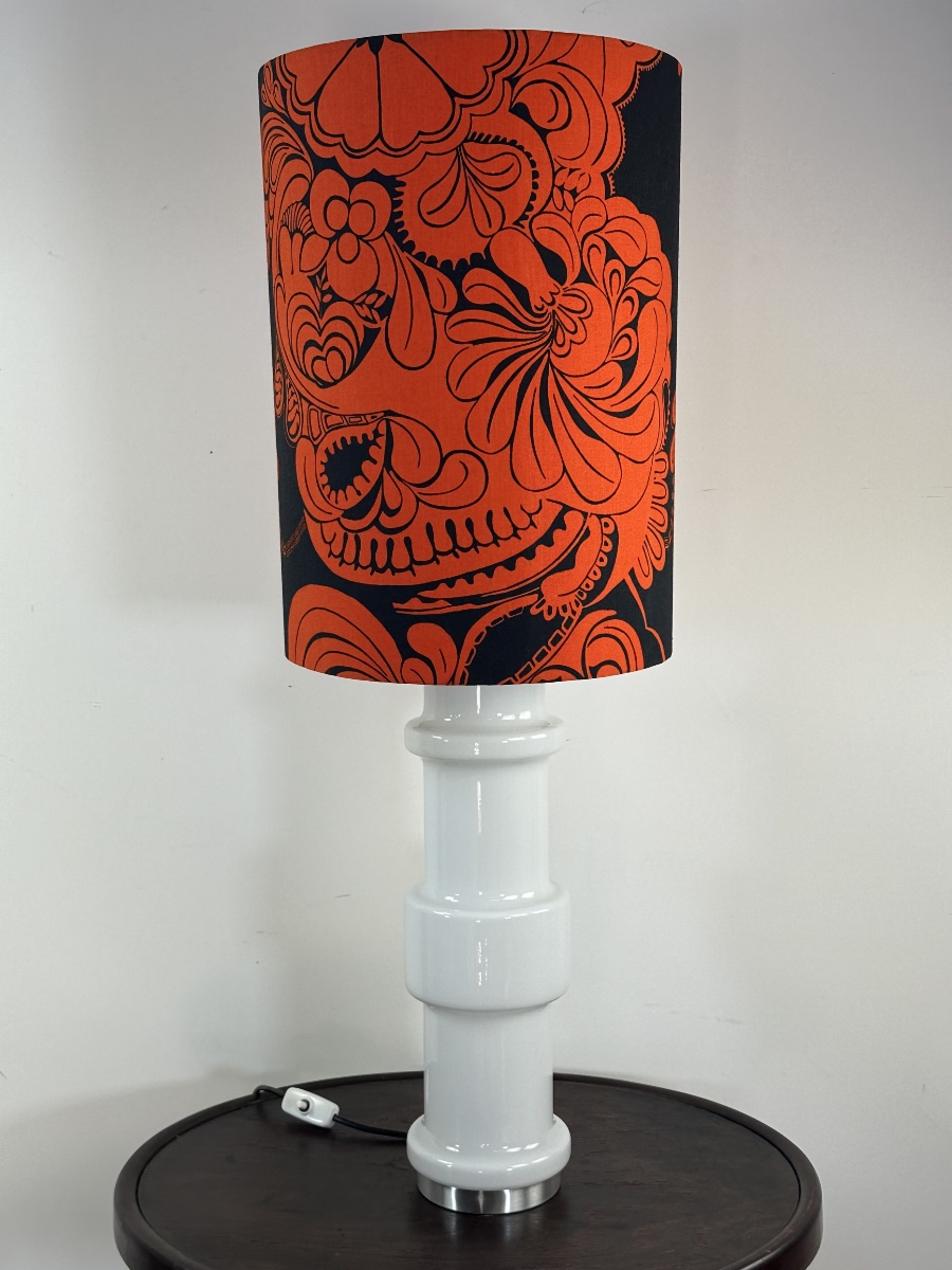 Vintage Opaline White Murano Glass Lamp, Doria, Italy, 1970-photo-3