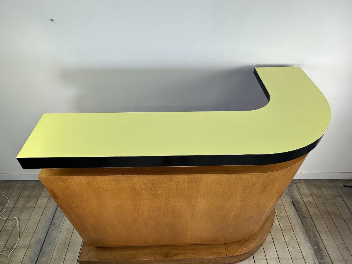 Bar vintage années 50/60 en placage chêne et plateau Formica-photo-4
