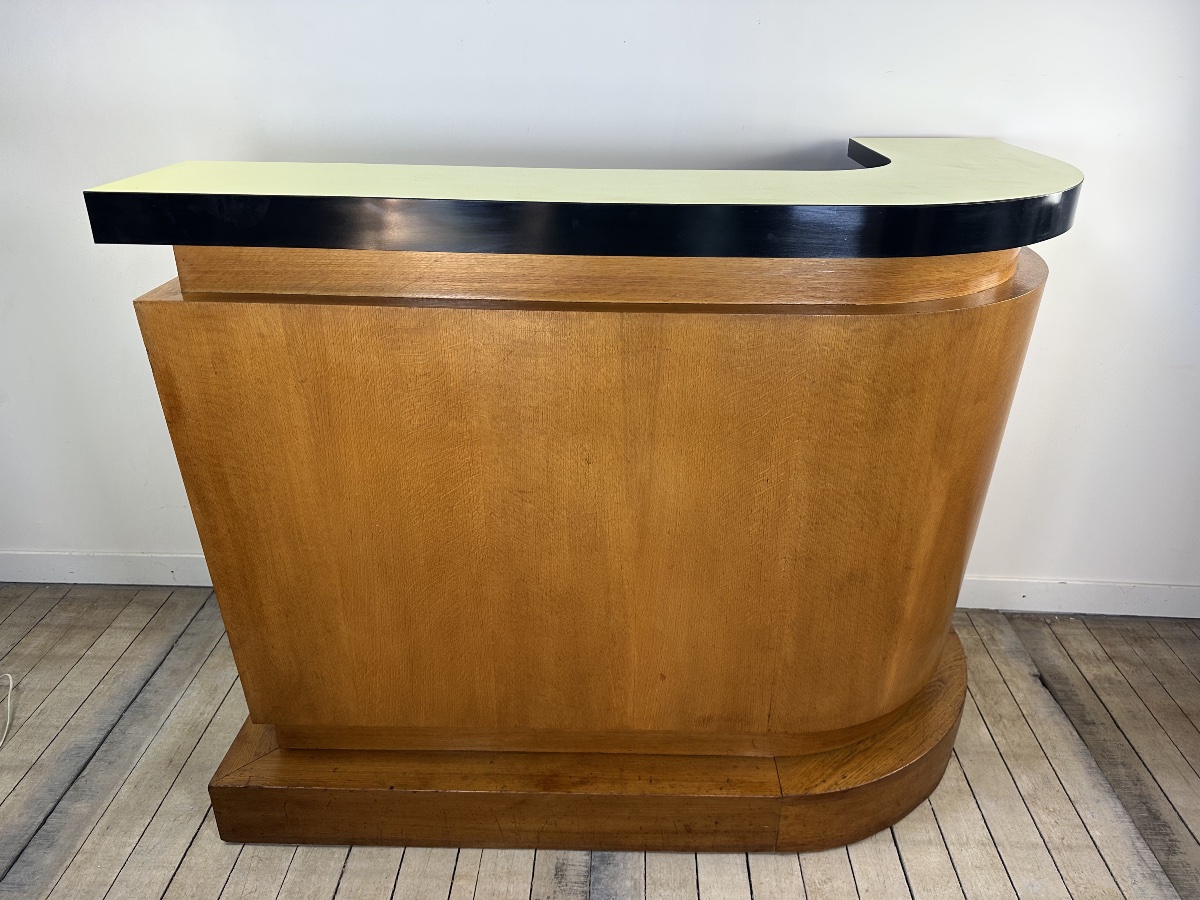 Bar vintage années 50/60 en placage chêne et plateau Formica