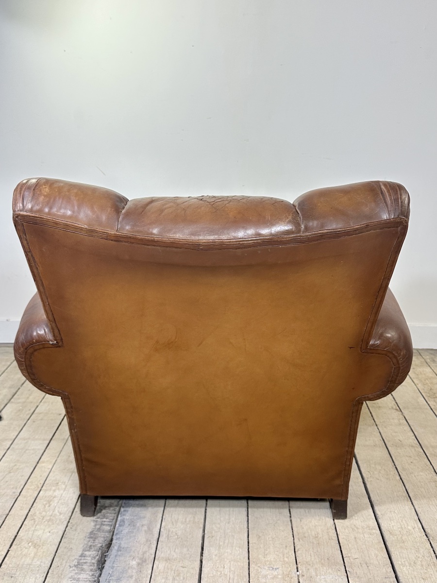 Vintage 1950s Leather Club Armchair-photo-1