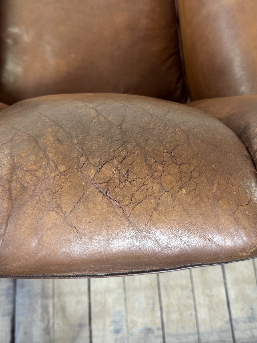 Vintage 1950s Leather Club Armchair-photo-6