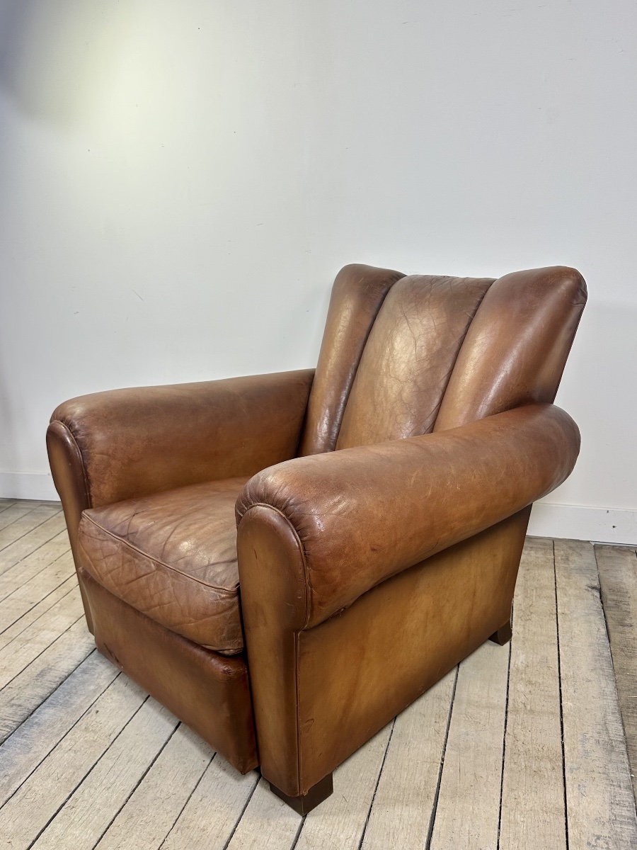 Vintage 1950s Leather Club Armchair