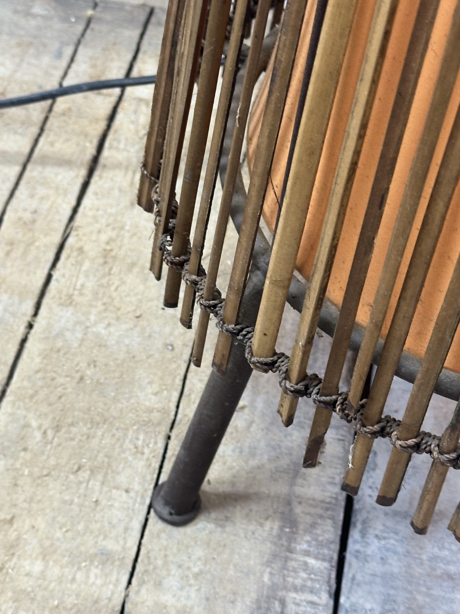 Kobe Floor Lamp, Metal And Rattan, 1990s, Height 170 Cm-photo-5