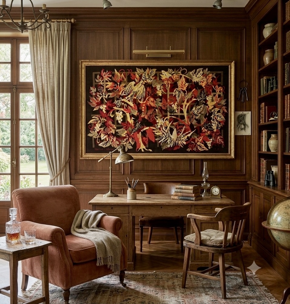 Hervé Lelong Tapestry, 1960; Woven Wool; French Textile Art-photo-2