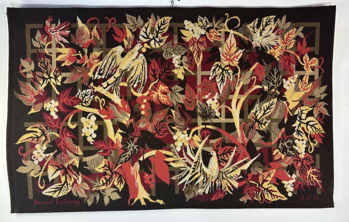 Hervé Lelong Tapestry, 1960; Woven Wool; French Textile Art-photo-3