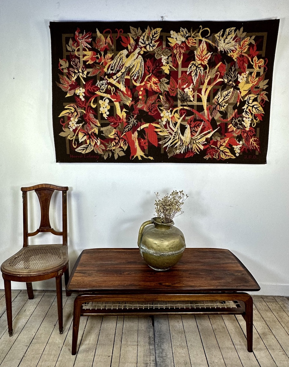 Hervé Lelong Tapestry, 1960; Woven Wool; French Textile Art-photo-3