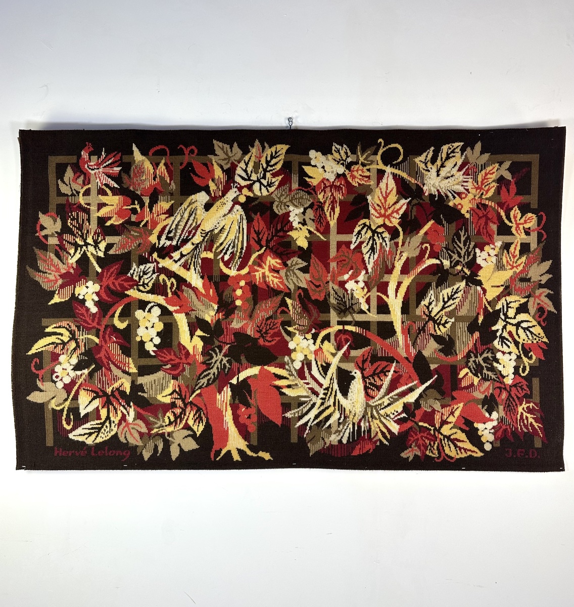 Hervé Lelong Tapestry, 1960; Woven Wool; French Textile Art