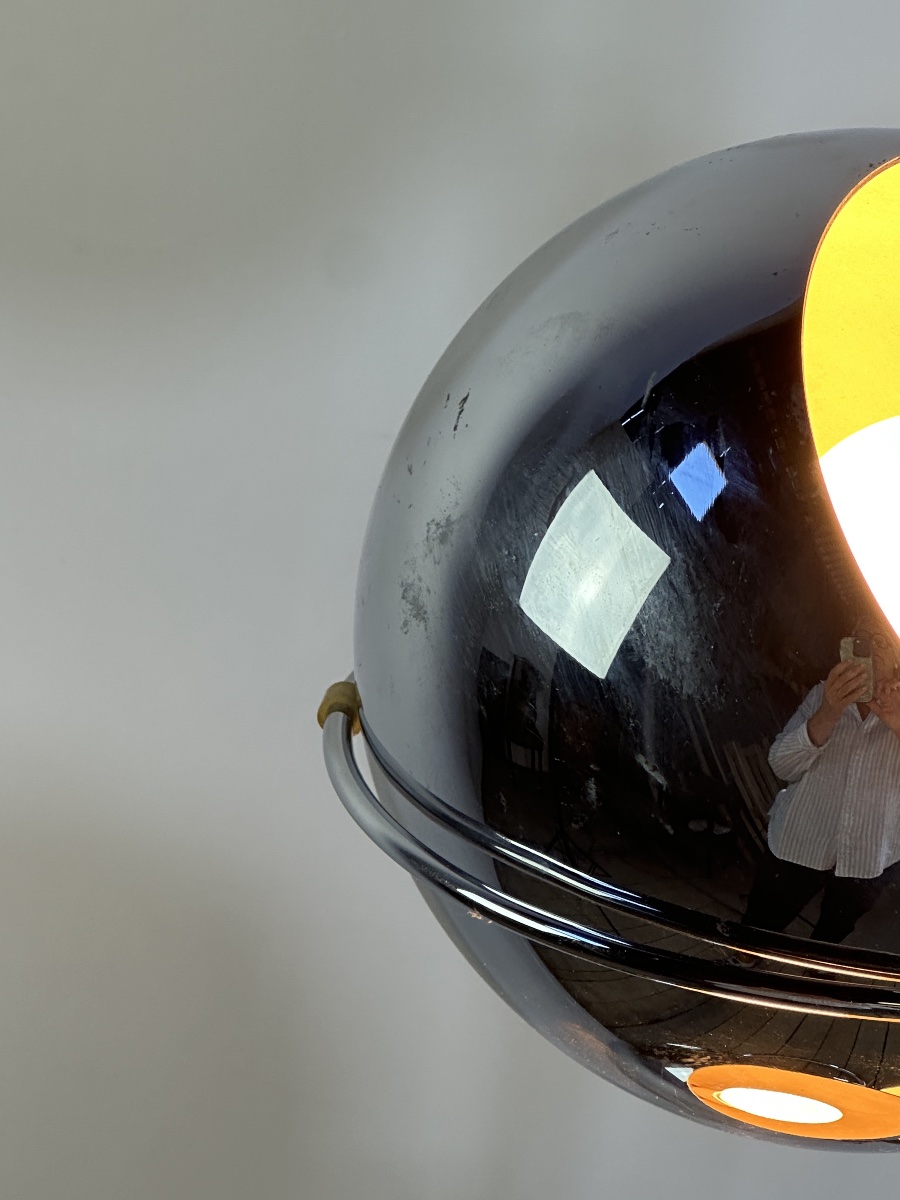 Lampadaire Vintage Space Age "Eyeball" 3 Globes Chromés 1970'S-photo-3