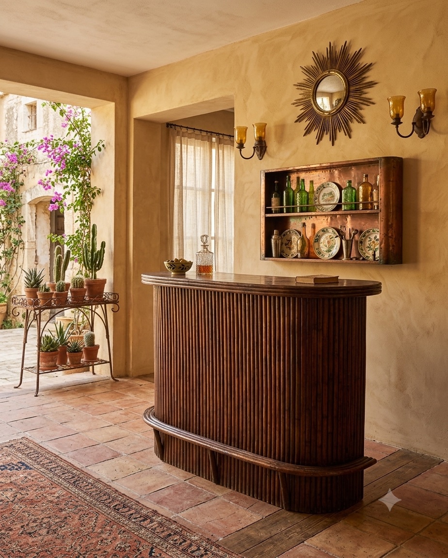 Vintage Bamboo Bar From The 1970s-photo-3