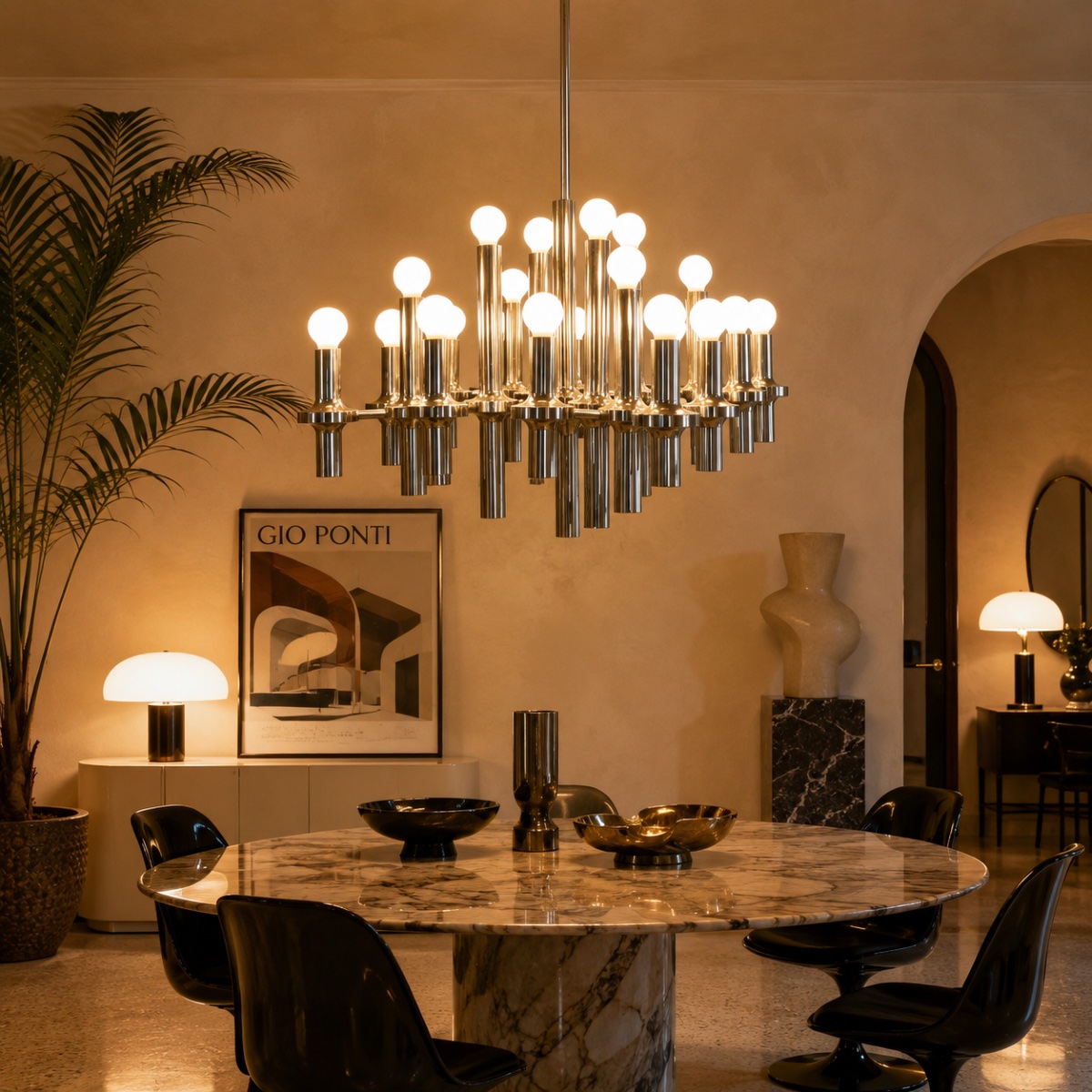 Gaetano Sciolari 24-light Chandelier, Italian Design, 1970s-photo-2