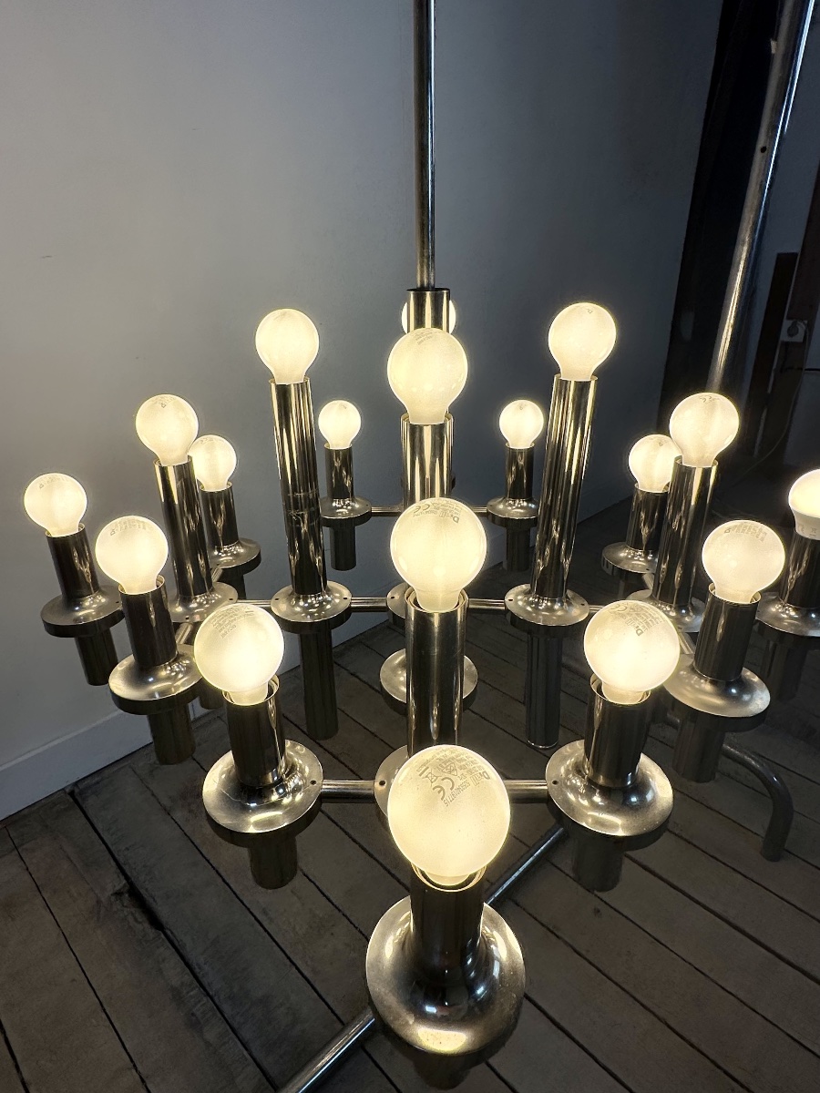 Gaetano Sciolari 24-light Chandelier, Italian Design, 1970s-photo-3