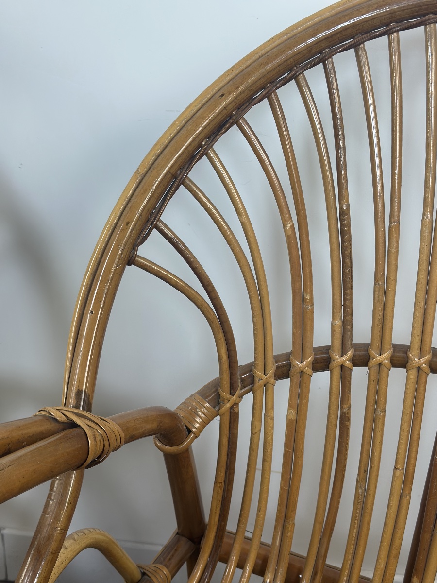 Vintage 1960s Rattan And Bamboo Armchairs (pair)-photo-5