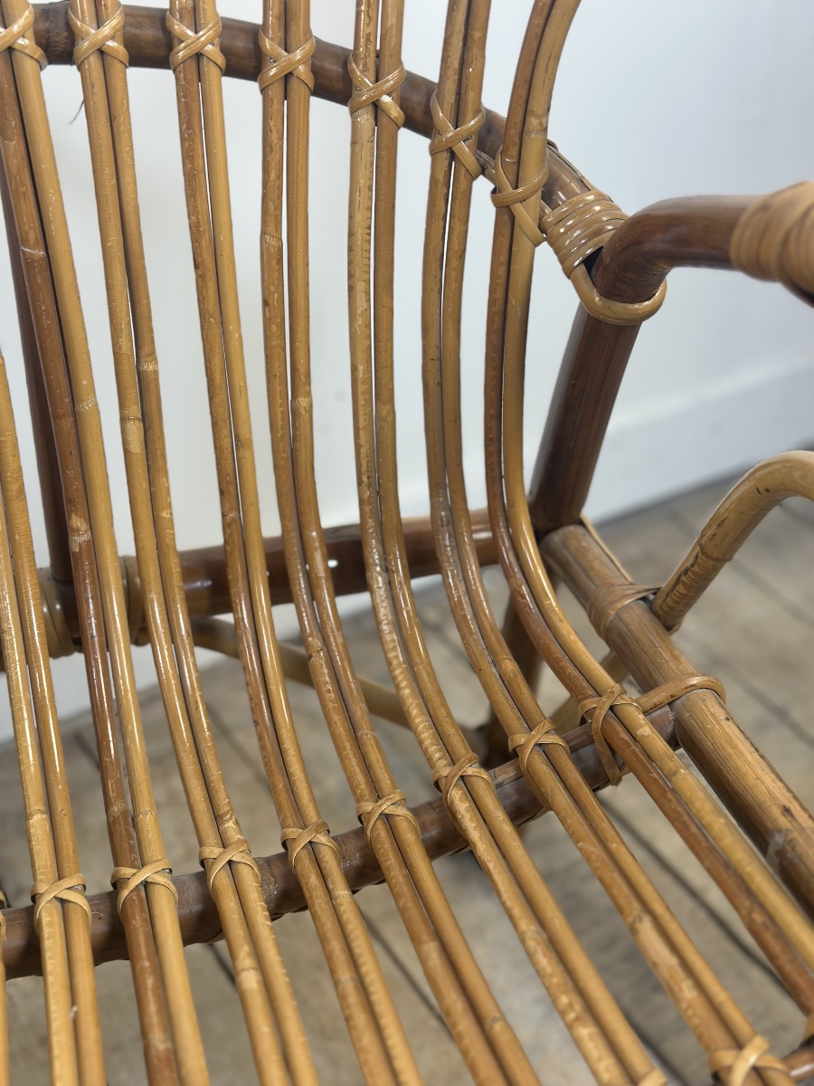 Vintage 1960s Rattan And Bamboo Armchairs (pair)-photo-6