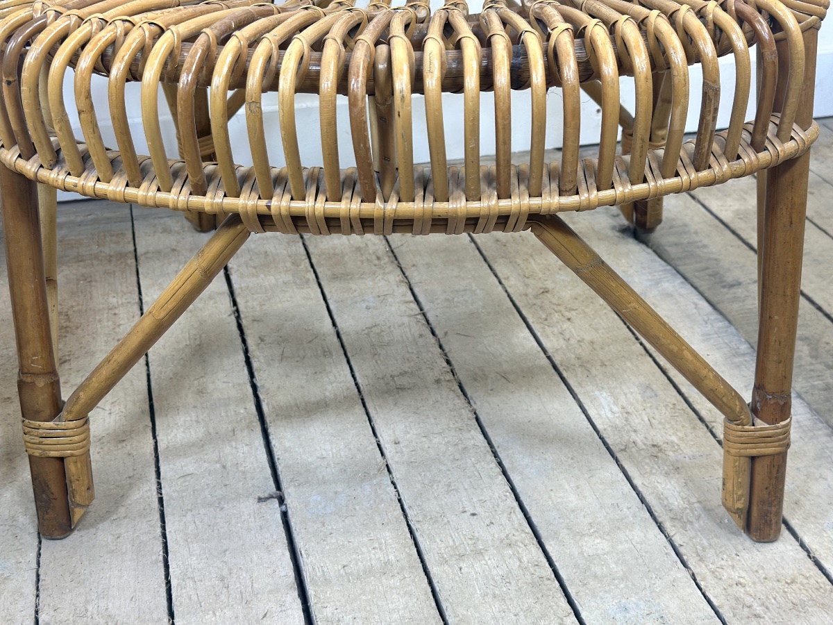 Vintage 1960s Rattan And Bamboo Armchairs (pair)-photo-7