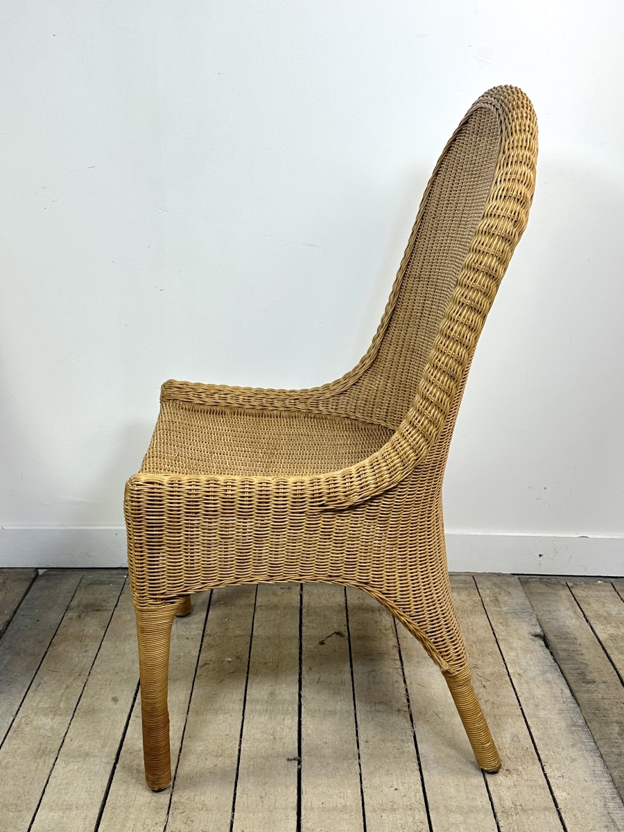 Chaises (lot de 6) vintage 1970 en rotin blond-photo-3