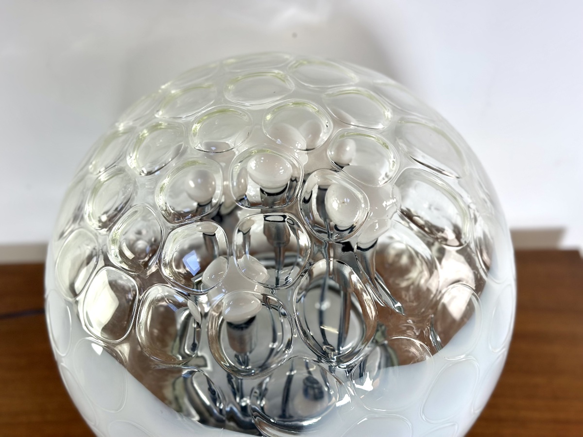 Vintage Ball Lamp: Hand-blown, Bubbled Murano Glass, 1970s-photo-3