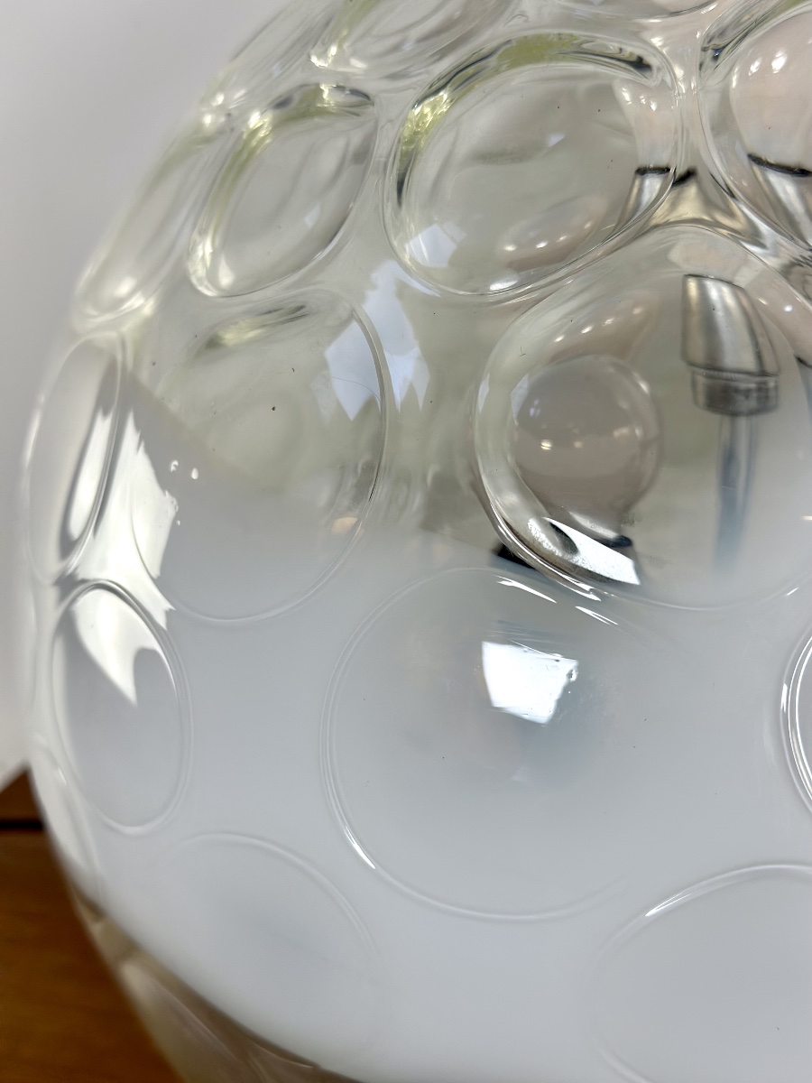 Vintage Ball Lamp: Hand-blown, Bubbled Murano Glass, 1970s-photo-4