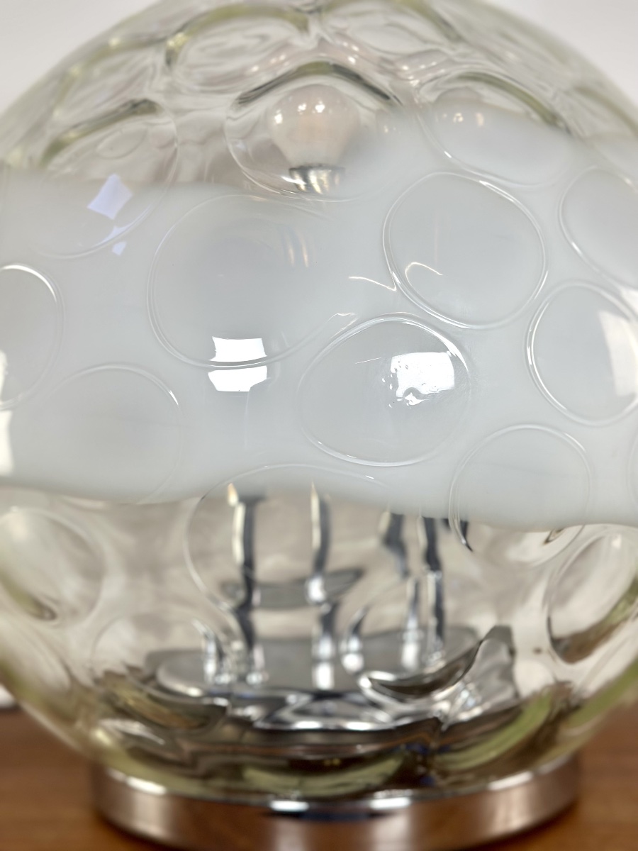 Vintage Ball Lamp: Hand-blown, Bubbled Murano Glass, 1970s-photo-8