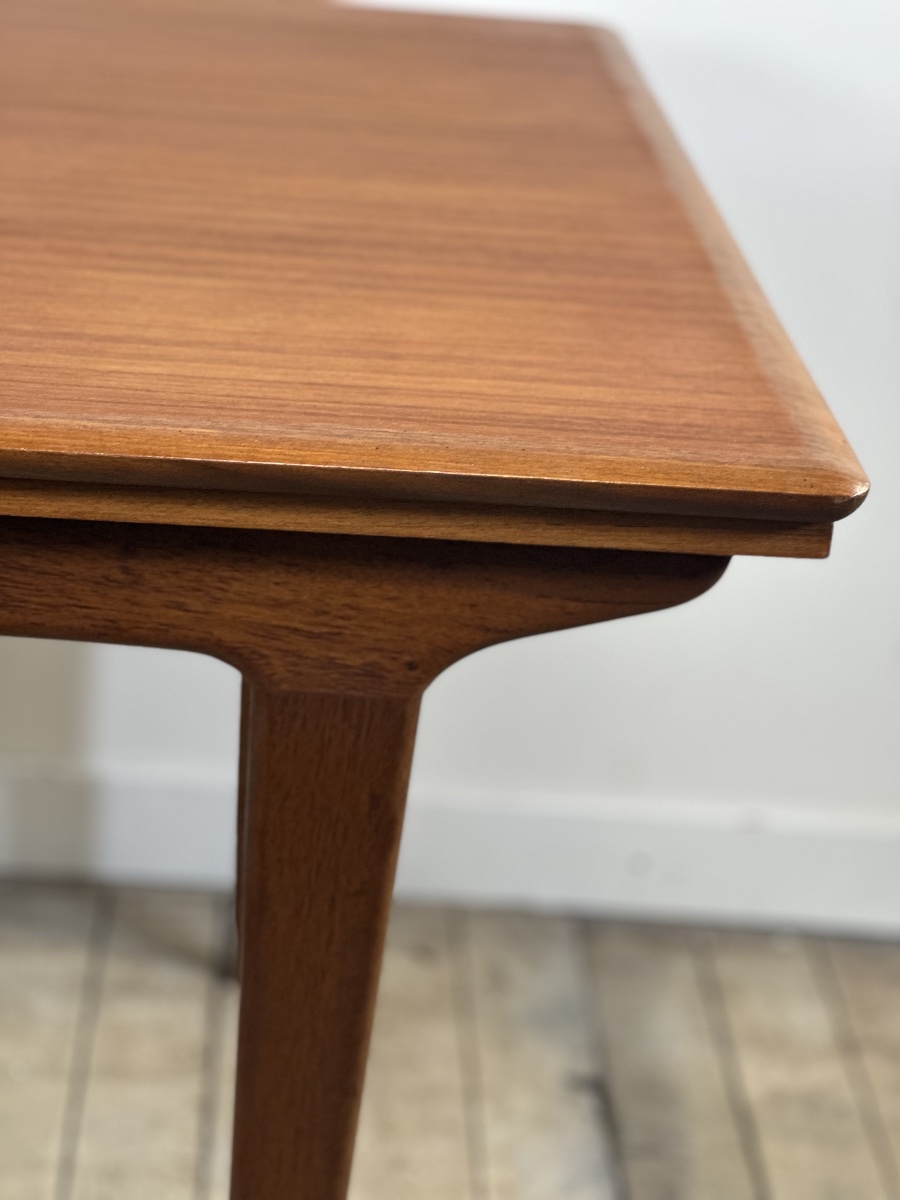 Table à manger scandinave vintage en teck 1970'S – 2 allonges intégrées-photo-4