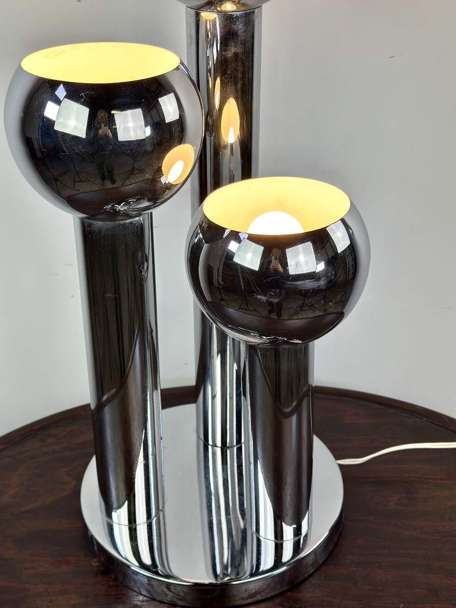 Vintage Space Age Chrome Table Lamp From The 1970s-photo-4