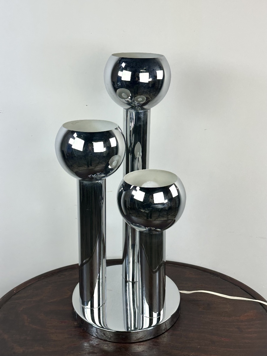 Vintage Space Age Chrome Table Lamp From The 1970s