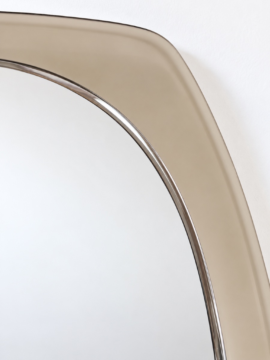 Miroir vintage à cadre verre fumé années 1970-photo-3