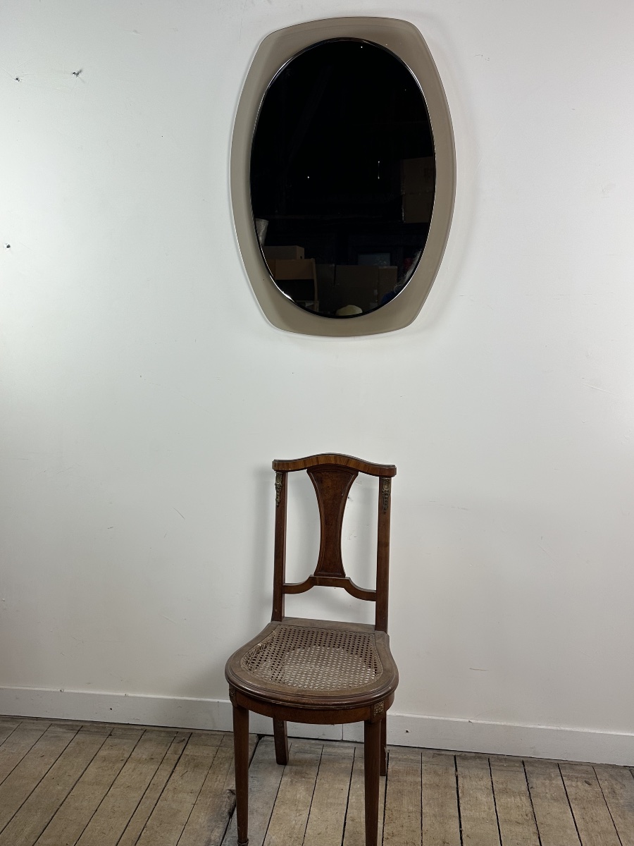 Miroir vintage à cadre verre fumé années 1970-photo-4