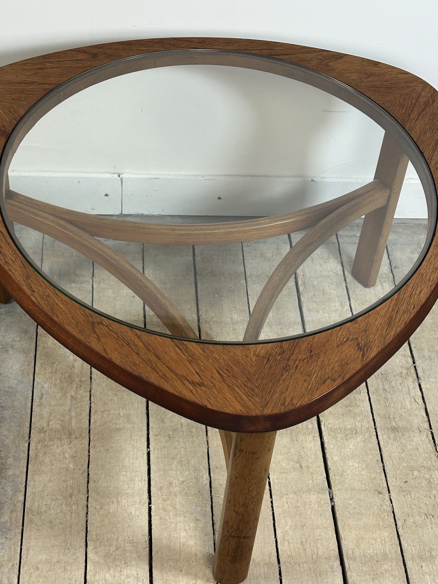 Table basse Tricester par Nathan en teck et vitré 1970-photo-2
