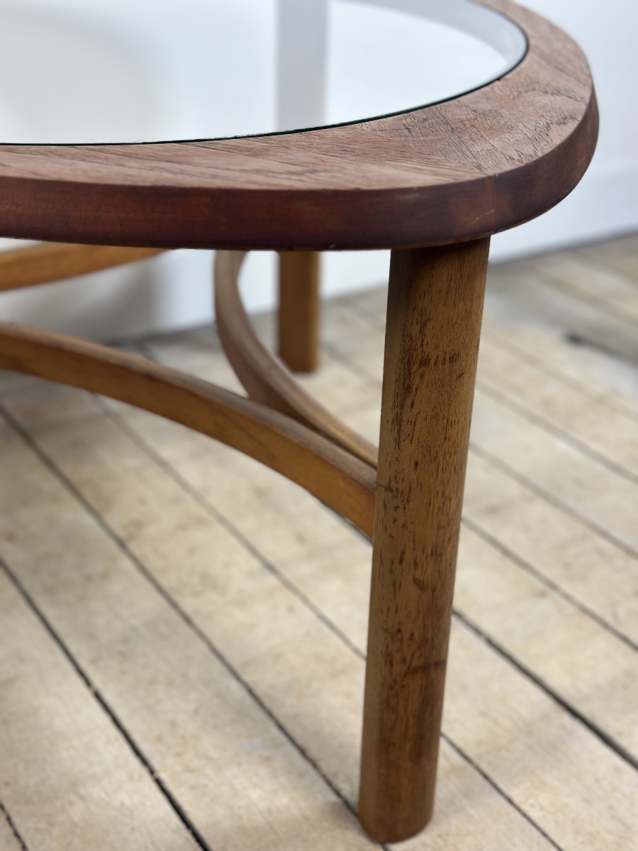 Table basse Tricester par Nathan en teck et vitré 1970-photo-3
