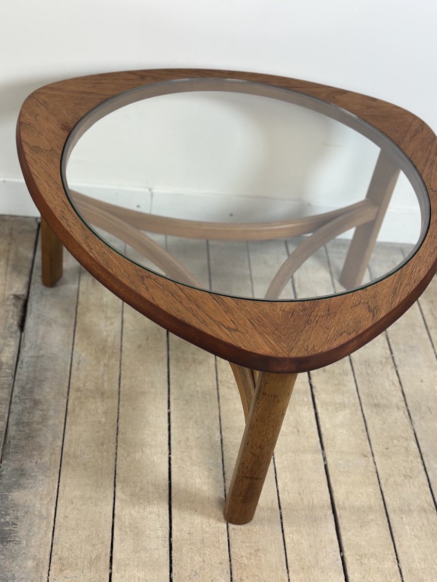 Table basse Tricester par Nathan en teck et vitré 1970-photo-1