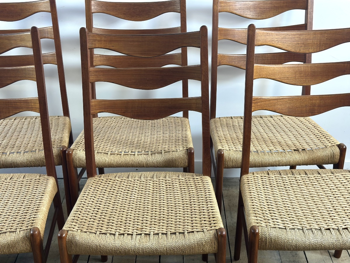 Chaises (lot de 8) danoises vintage Arne Wahl Iversen Années 1960-photo-4
