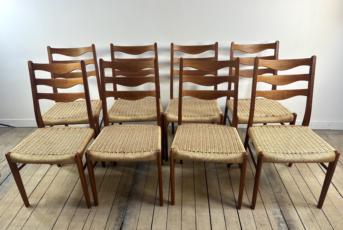 Chaises (lot de 8) danoises vintage Arne Wahl Iversen Années 1960-photo-6