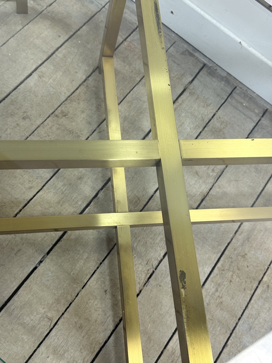 Pair Of Italian Brass And Glass Side Tables From The 1970s-photo-4