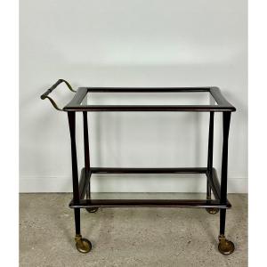 Dessert / Rolling Table In Rosewood And Brass Cesare Lacca Italy 1950