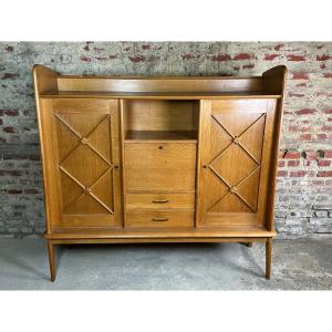 Vintage 1950 Oak Storage Cabinet / Secretary
