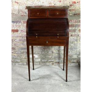 Bureau Cylindre De Style Louis XVI En Acajou Années 1900