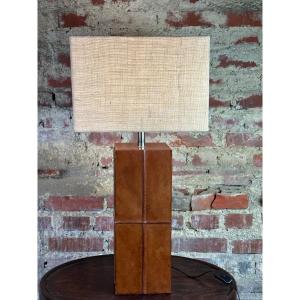 Leather Covered Lamp 1990s Ht 70 Cm