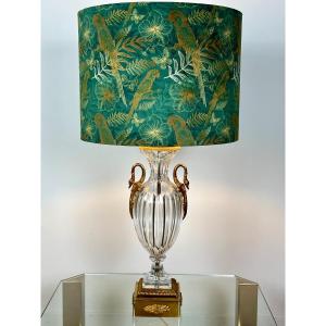 Lampe Néo Classique En Cristal Baccarat Et Bronze 1970