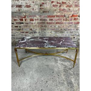 Bronze Coffee Table With Marble Top 1970
