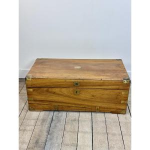 Colonial Marine Trunk In Camphor Wood, 19th Century