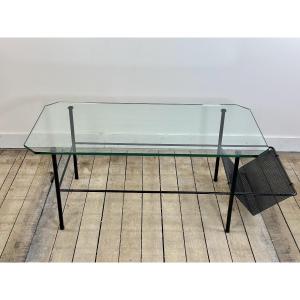 Metal And Glass Coffee Table Gérard Guermomprez 1956