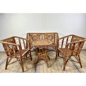 Salon en rotin de style victorien années 1920