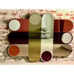 Miroir Circus en verre fumé 1994'S