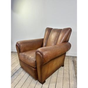 Fauteuil Club en Cuir Vintage Années 1950