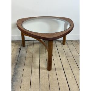 Table basse Tricester par Nathan en teck et vitré 1970