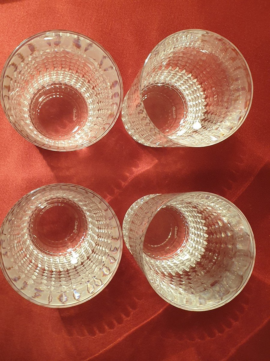 Christofle Four Crystal Glasses For Whiskey Or Orangeade-photo-1