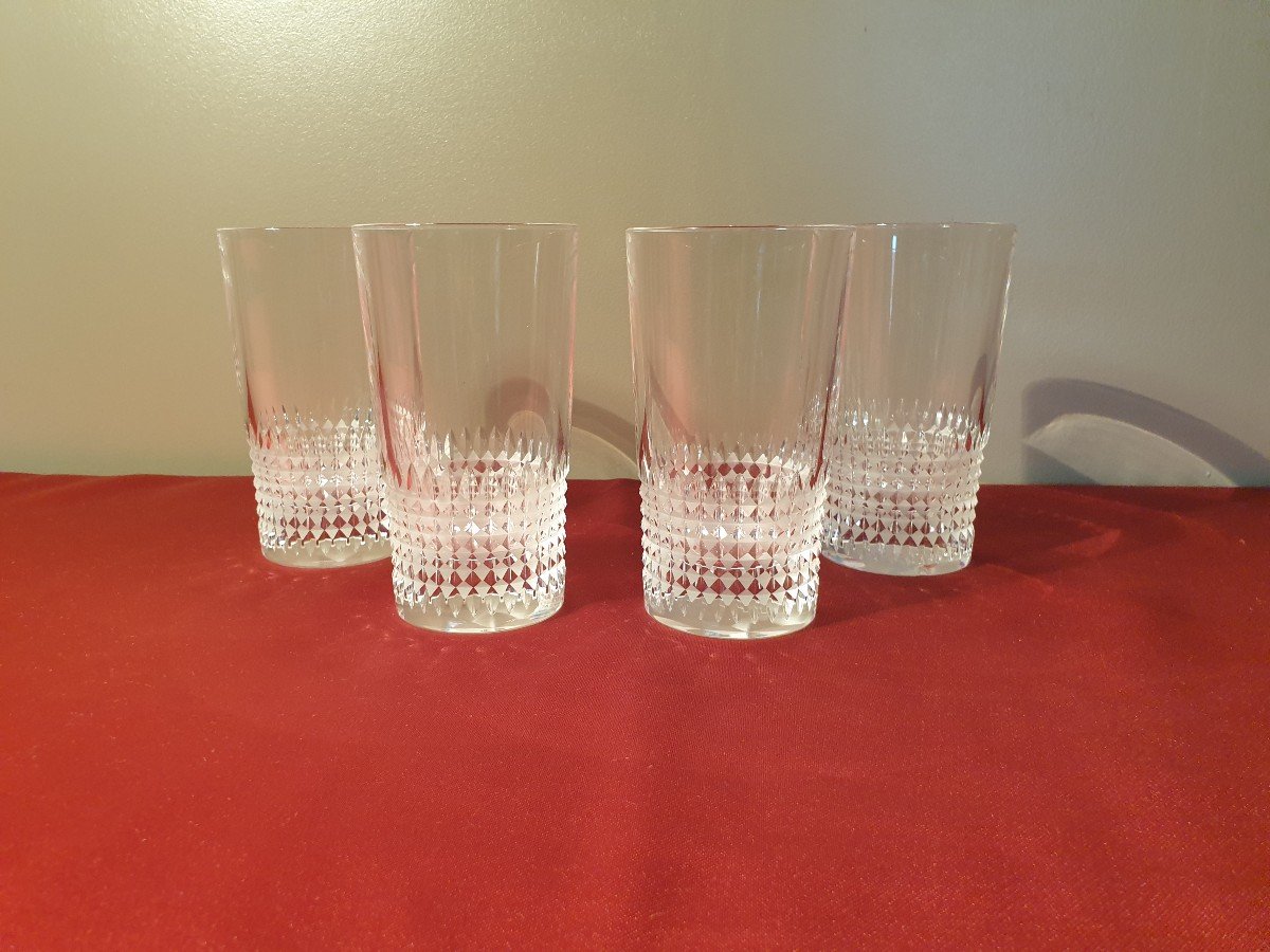 Christofle Four Crystal Glasses For Whiskey Or Orangeade