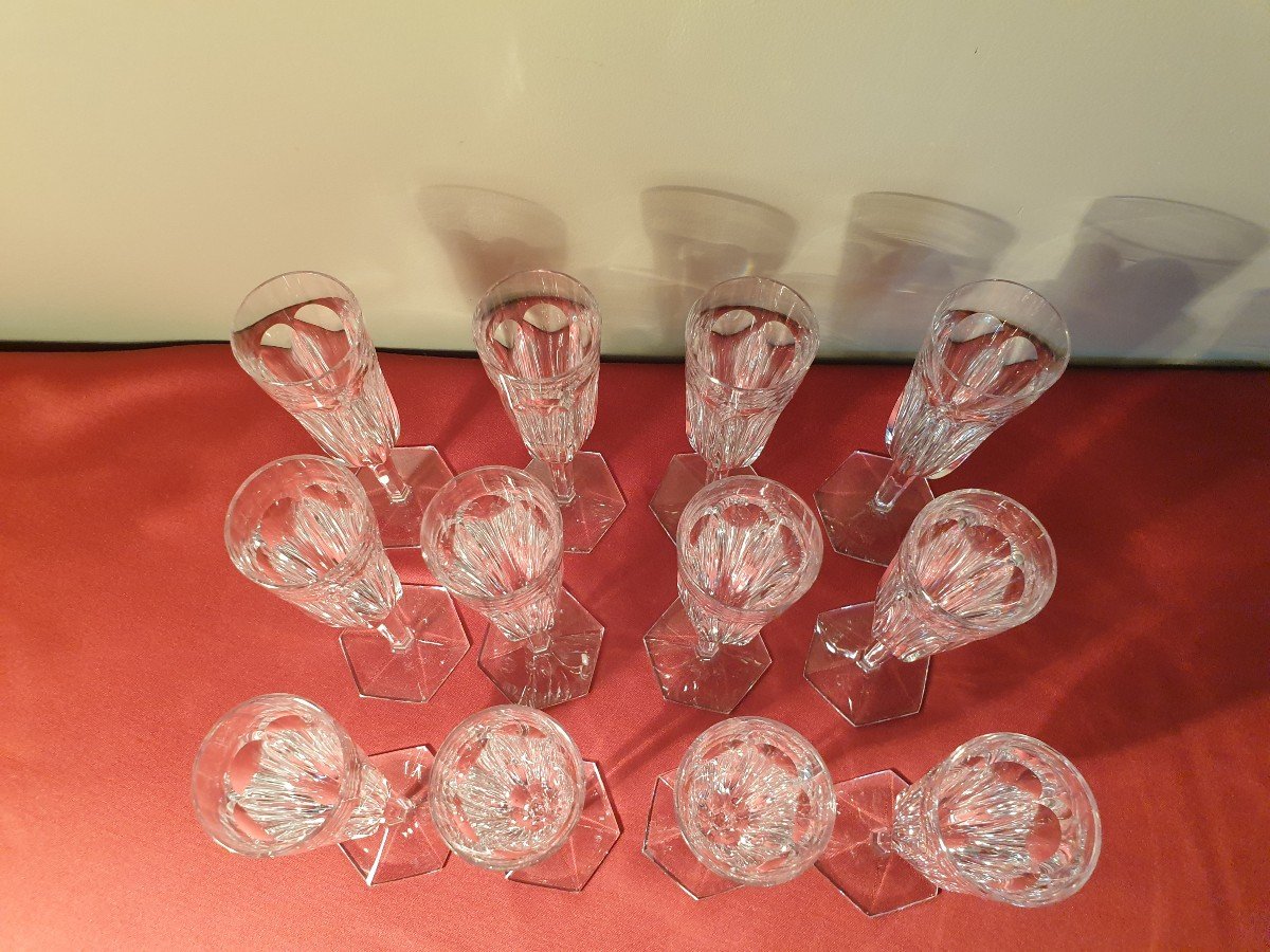 Baccarat "compiègne" 12 Flutes Stamped In Crystal Height 19 Cm-photo-3