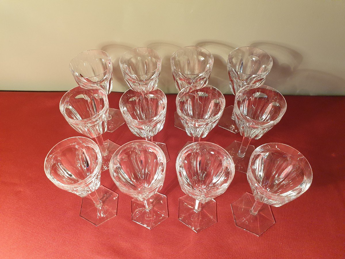 Baccarat "Compiègne"   12 verres à vin rouge estampillés en cristal Hauteur 16,7 cm-photo-2