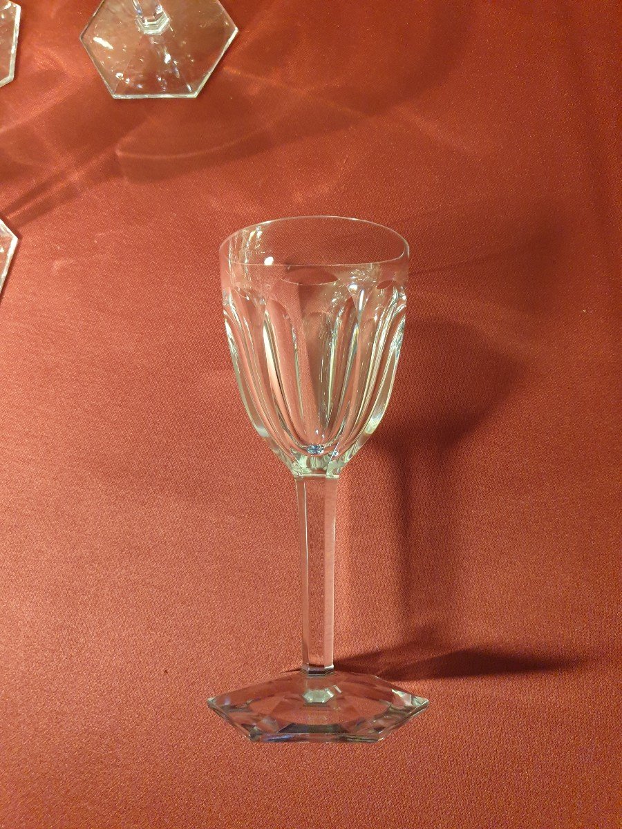 Baccarat "Compiègne"  12 verres à vin blanc estampillés en cristal Hauteur 14,3 cm -photo-2